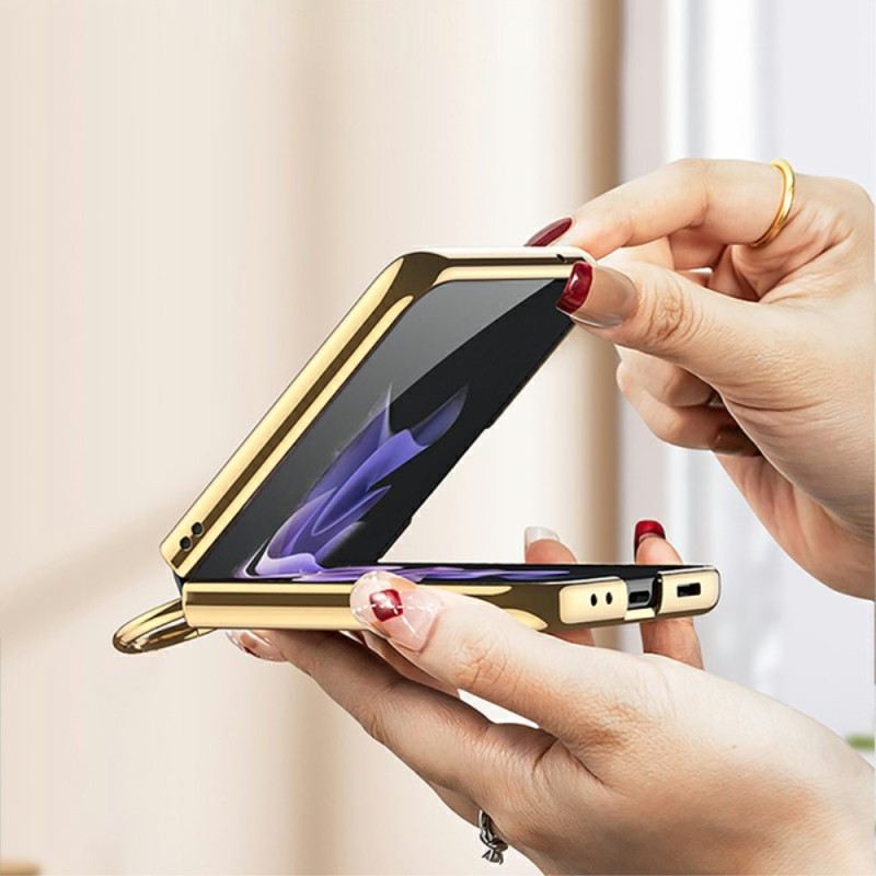 Flip Futrola Samsung Galaxy Z Flip 4 Kožna Futrola Prošiven Gkk Prstenom