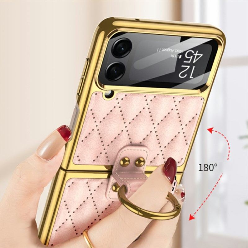 Flip Futrola Samsung Galaxy Z Flip 4 Kožna Futrola Prošiven Gkk Prstenom