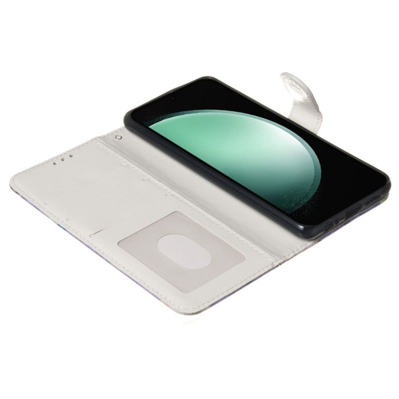 Kožna Futrola Za iPhone 16 Pro Max Šareni Vuk S Remenom