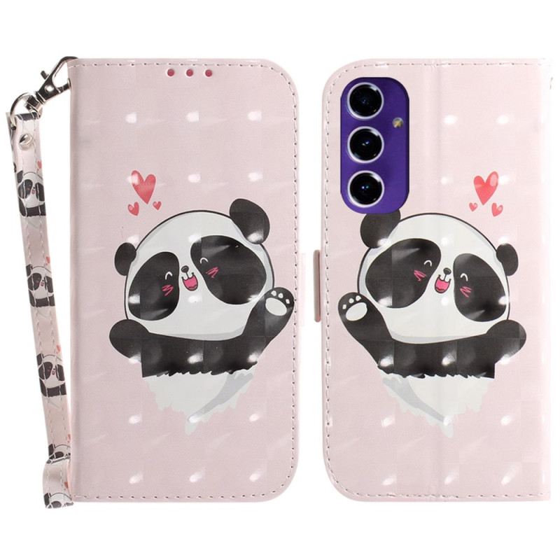 Kožna Futrola Za Samsung Galaxy S24 Fe Panda Love S Remenom