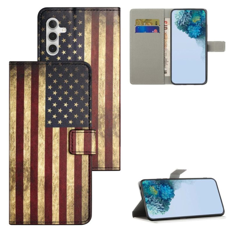 Kožna Futrola Za Samsung Galaxy S24 Fe Stara Američka Zastava