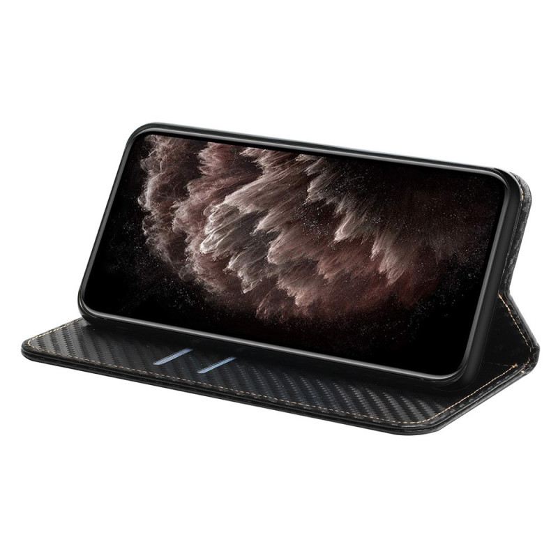 Flip Futrola Samsung Galaxy S23 Plus 5G Kožna Futrola Stil Od Ugljičnih Vlakana S Remenom