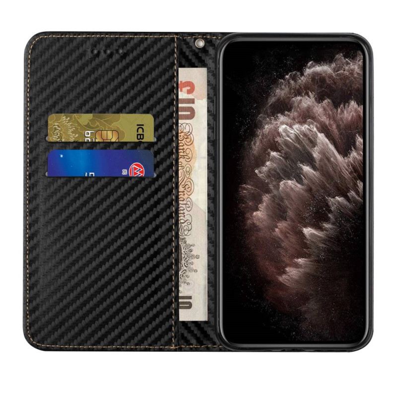 Flip Futrola Samsung Galaxy S23 Plus 5G Kožna Futrola Stil Od Ugljičnih Vlakana S Remenom
