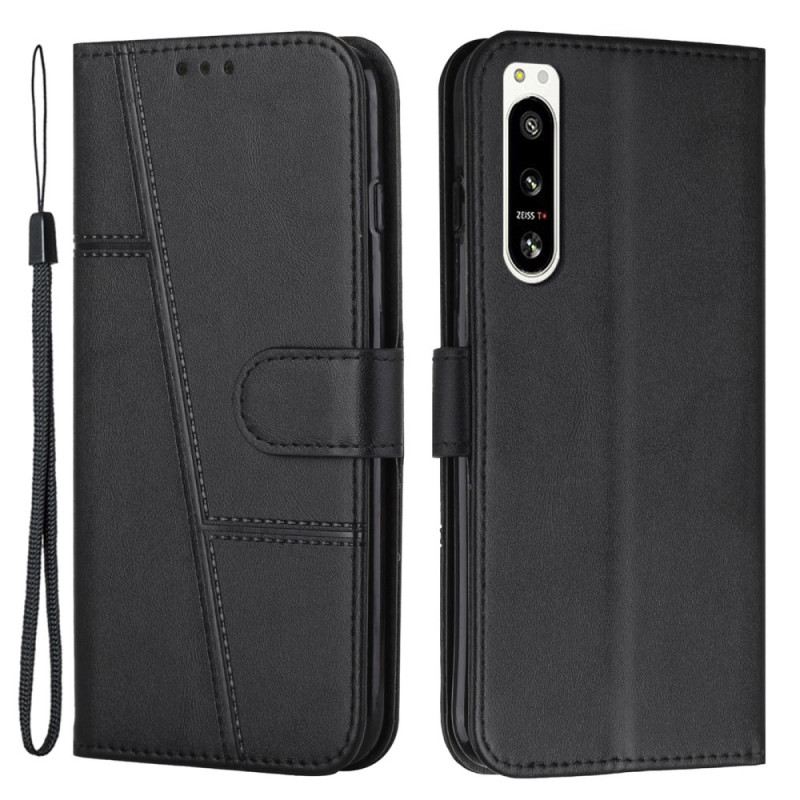 Futrola Sony Xperia 5 IV Geometrijski Kožni Stil S Remenom