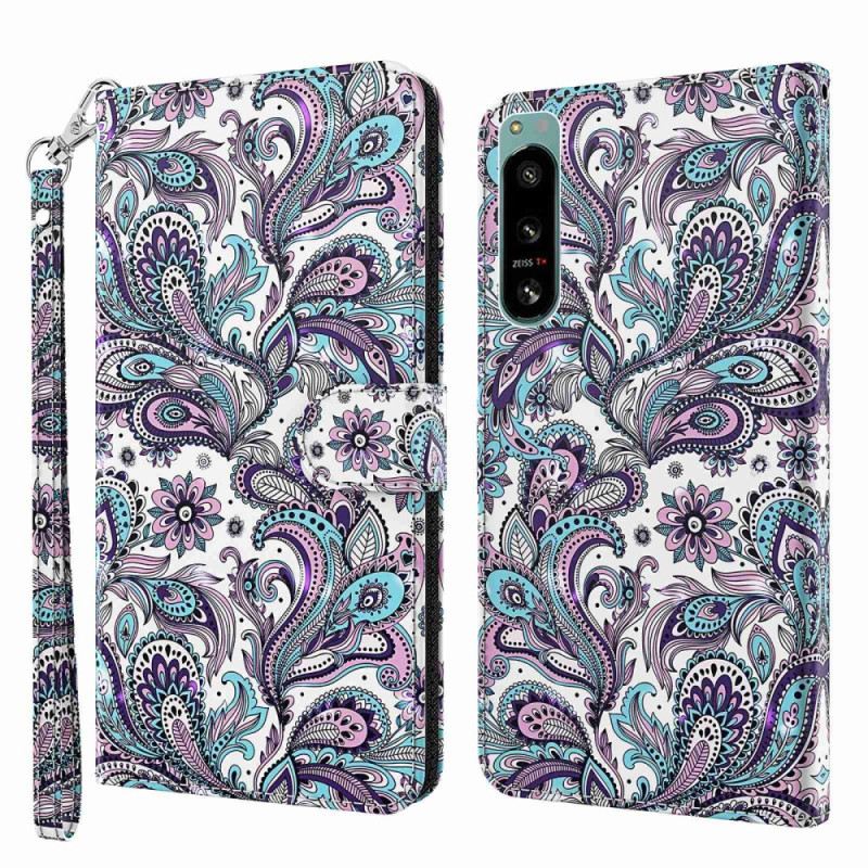 Kožna Futrola Sony Xperia 5 IV Paisley Uzorak S Remenčićima