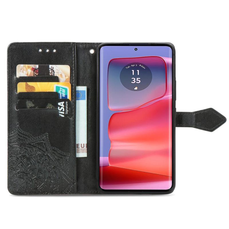 Kožna Futrola Za Motorola Edge 50 Pro Barokna Mandala S Remenom