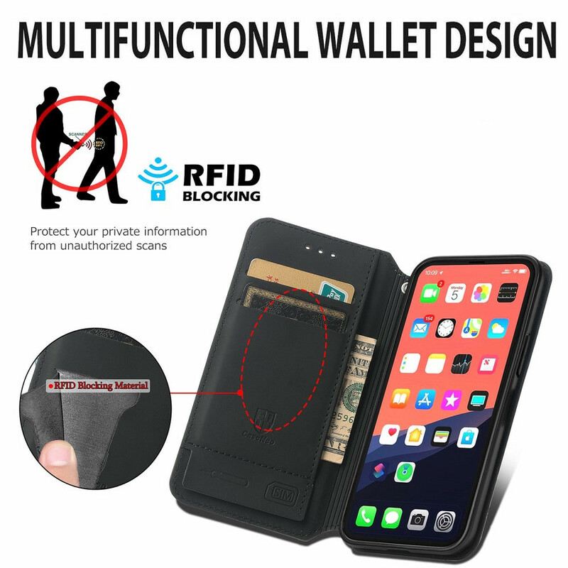 Flip Futrola iPhone 13 Mini Kožna Futrola Caseneo Rfid Dizajn
