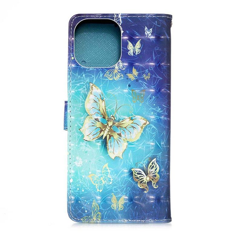 Futrola iPhone 13 Mini Golden Butterflies Lanyard