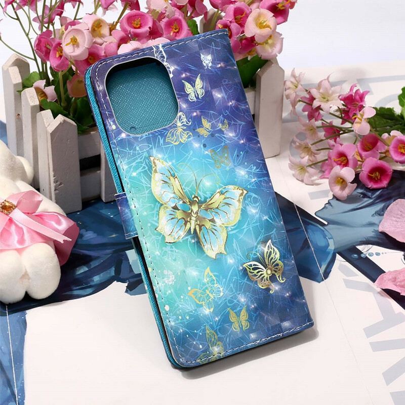 Futrola iPhone 13 Mini Golden Butterflies Lanyard