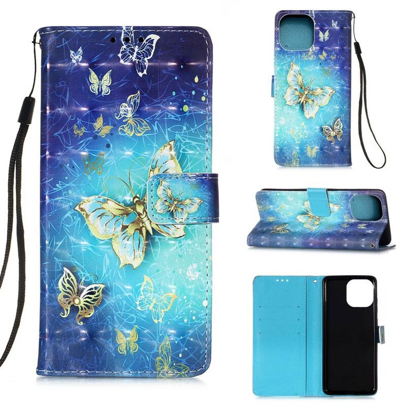 Futrola iPhone 13 Mini Golden Butterflies Lanyard