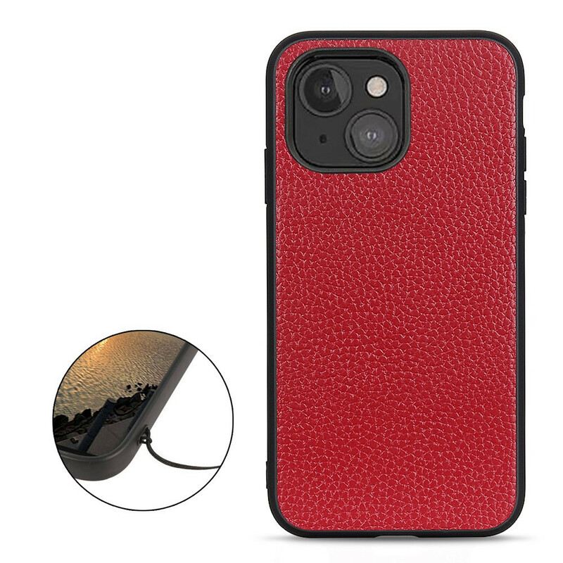 Maskica iPhone 13 Mini Prava Litchi Koža