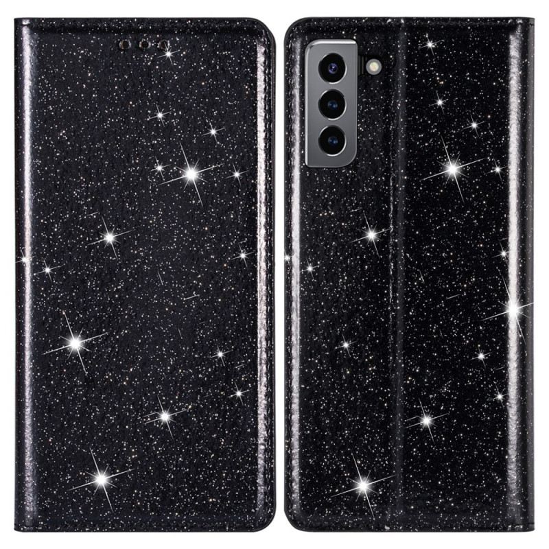 Flip Futrola Samsung Galaxy S22 5G Kožna Futrola Stil Sa Šljokicama