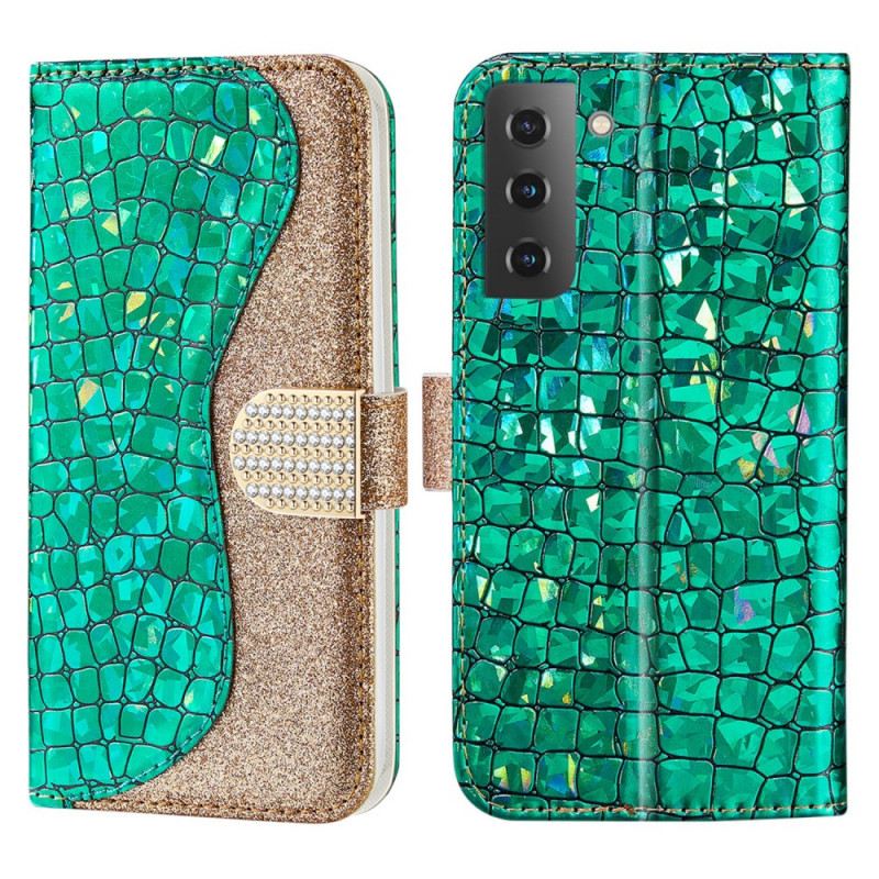 Kožna Futrola Samsung Galaxy S22 5G Croco Dijamanti