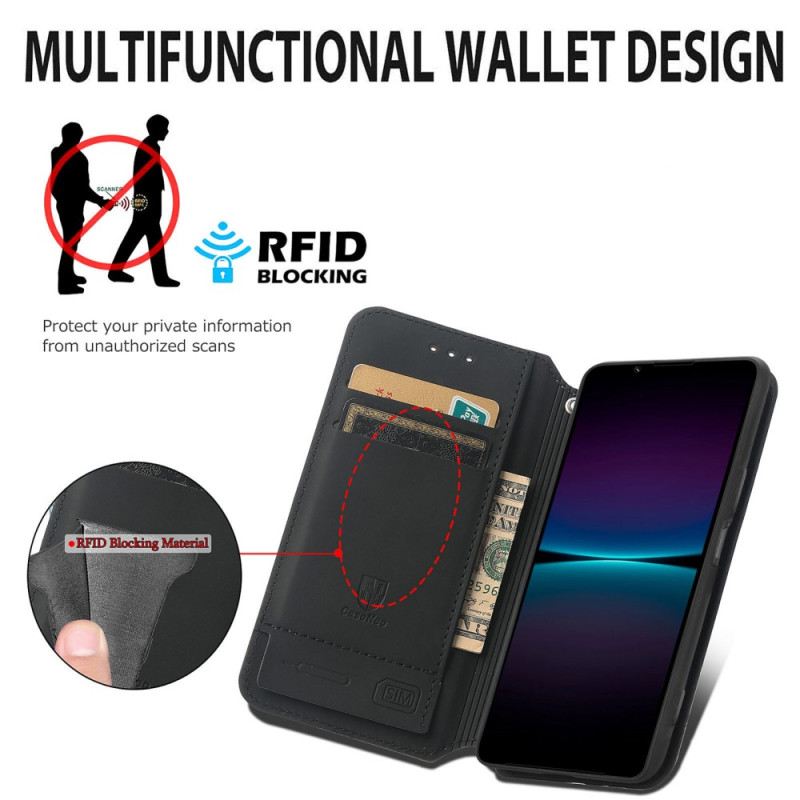 Flip Futrola Sony Xperia 1 IV Kožna Futrola Caseneo Rfid Dizajn