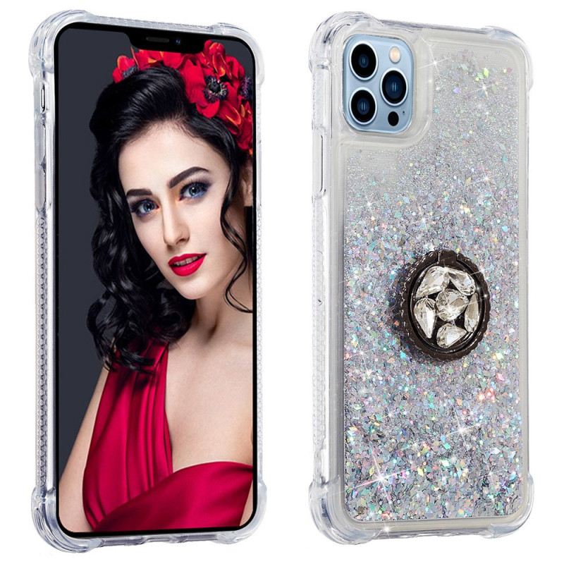 Maskica iPhone 15 Pro Max Šljokice S Potpornim Prstenom
