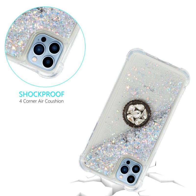 Maskica iPhone 15 Pro Max Šljokice S Potpornim Prstenom