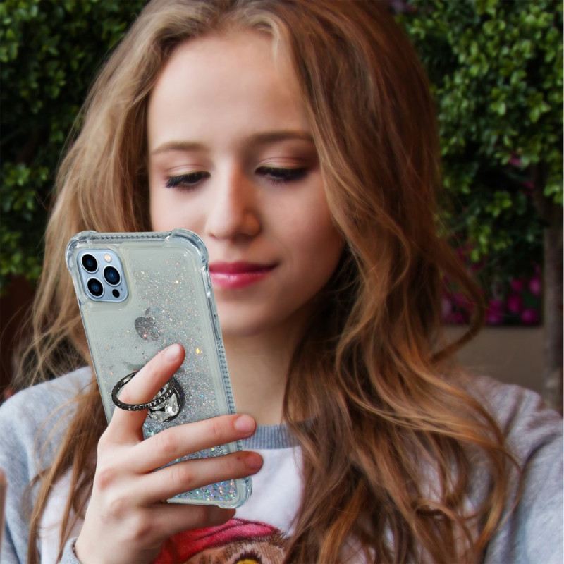 Maskica iPhone 15 Pro Max Šljokice S Potpornim Prstenom