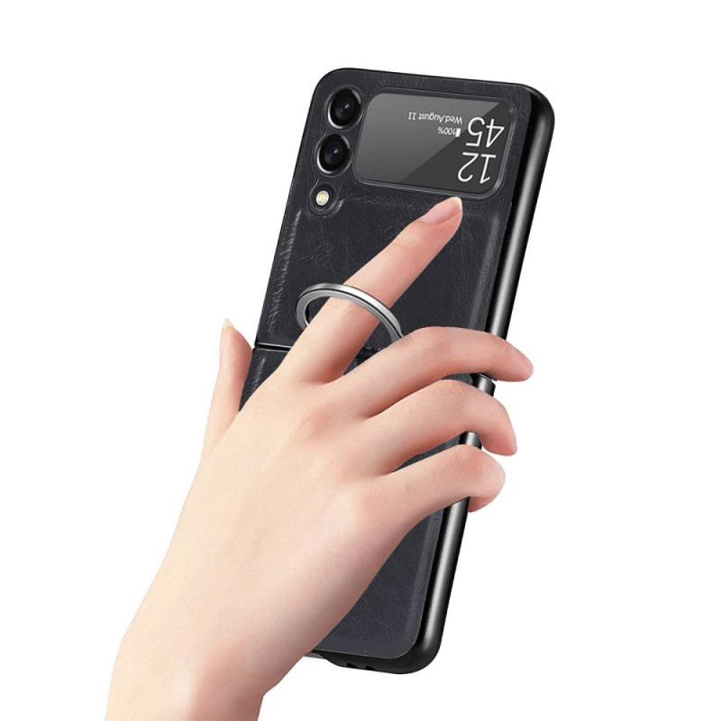 Flip Futrola Samsung Galaxy Z Flip 3 5G Kožna Futrola Vintage Kožni Stil S Prstenom