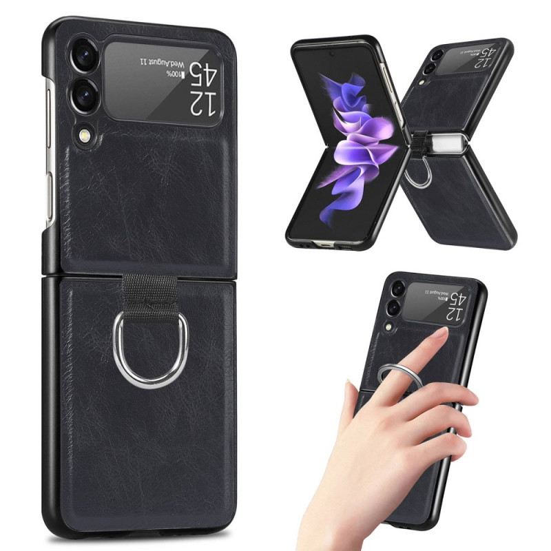 Flip Futrola Samsung Galaxy Z Flip 3 5G Kožna Futrola Vintage Kožni Stil S Prstenom