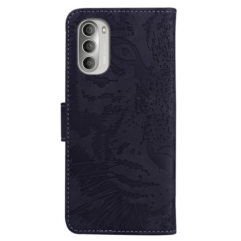Kožna Futrola Moto G51 5G Otisak Lica Tigra