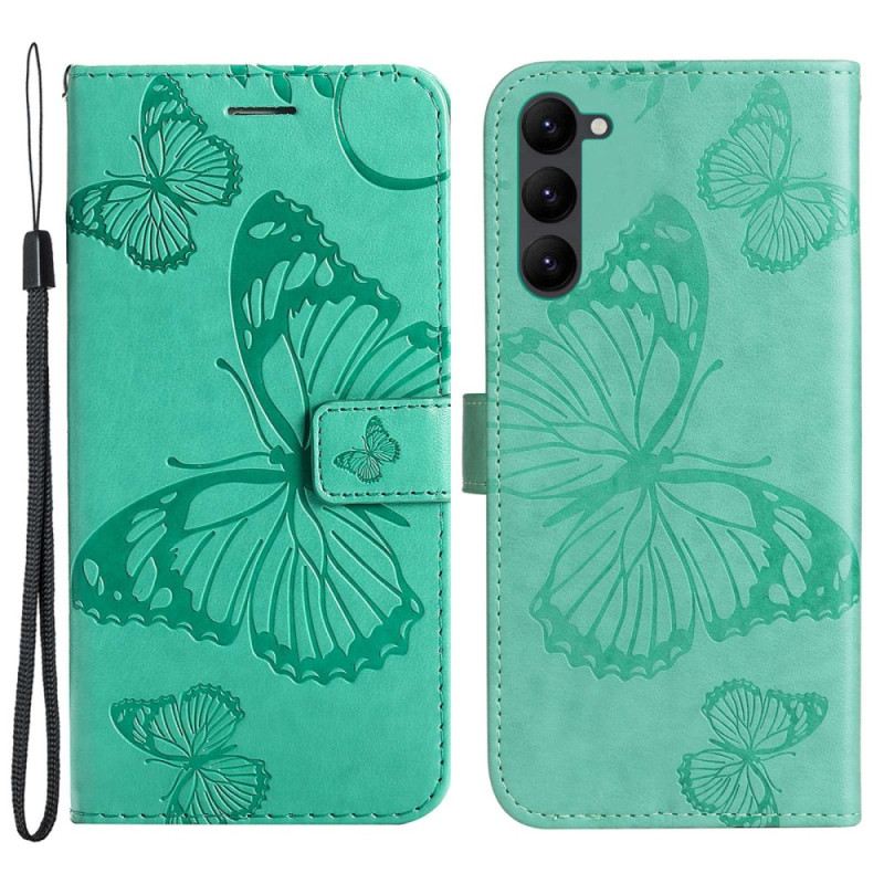 Kožna Futrola Samsung Galaxy S23 5G Divovski Leptiri Na Remenu