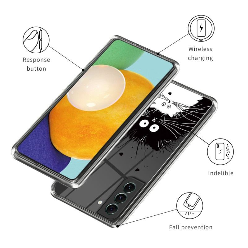 Maskica Samsung Galaxy S23 5G Prozirna Bijela Mačka Crna Mačka