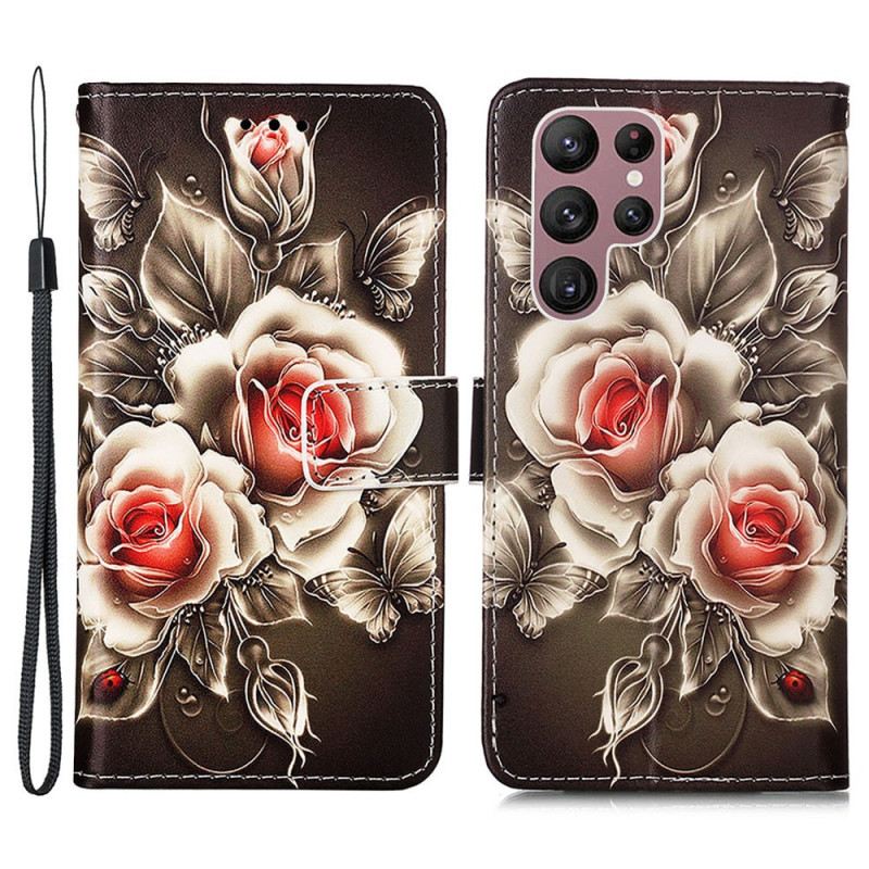 Kožna Futrola Samsung Galaxy S23 Ultra 5G Zlatne Ruže