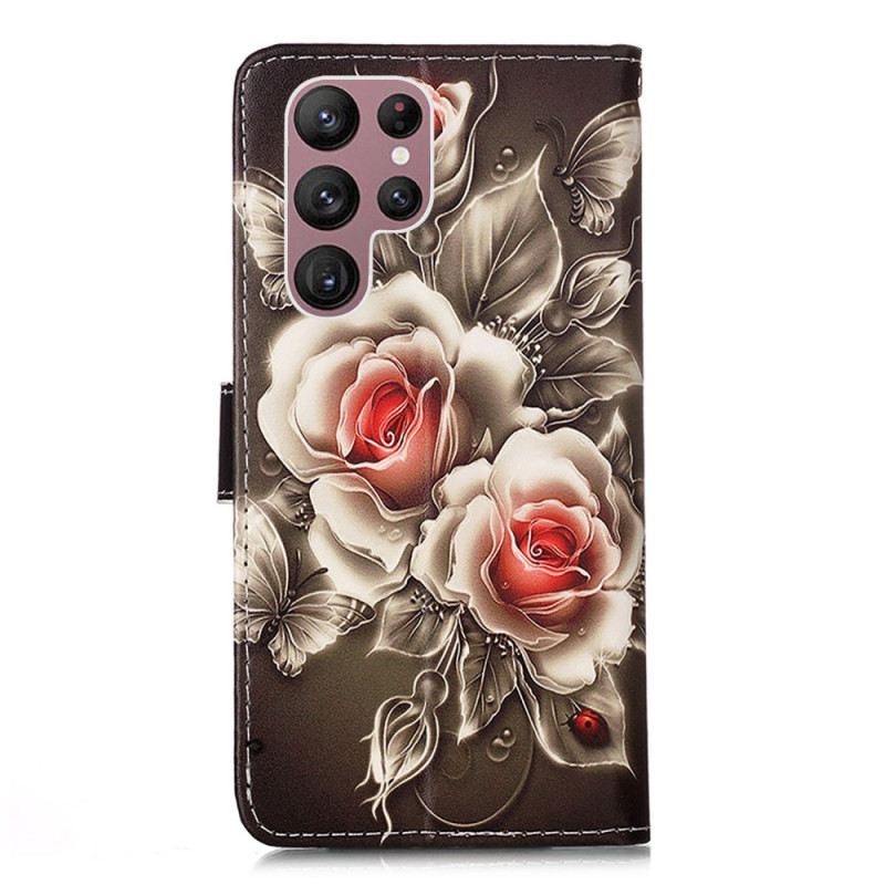 Kožna Futrola Samsung Galaxy S23 Ultra 5G Zlatne Ruže