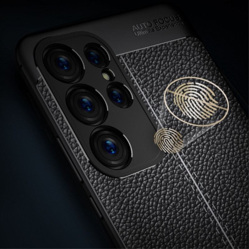 Maskica Samsung Galaxy S23 Ultra 5G Efekt Dvostruke Linije Litchi Kože