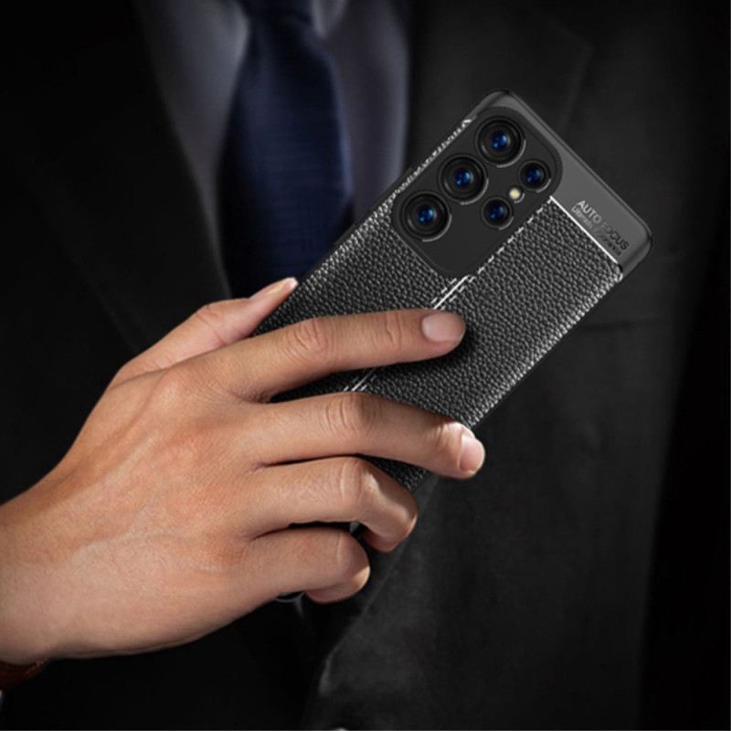Maskica Samsung Galaxy S23 Ultra 5G Efekt Dvostruke Linije Litchi Kože