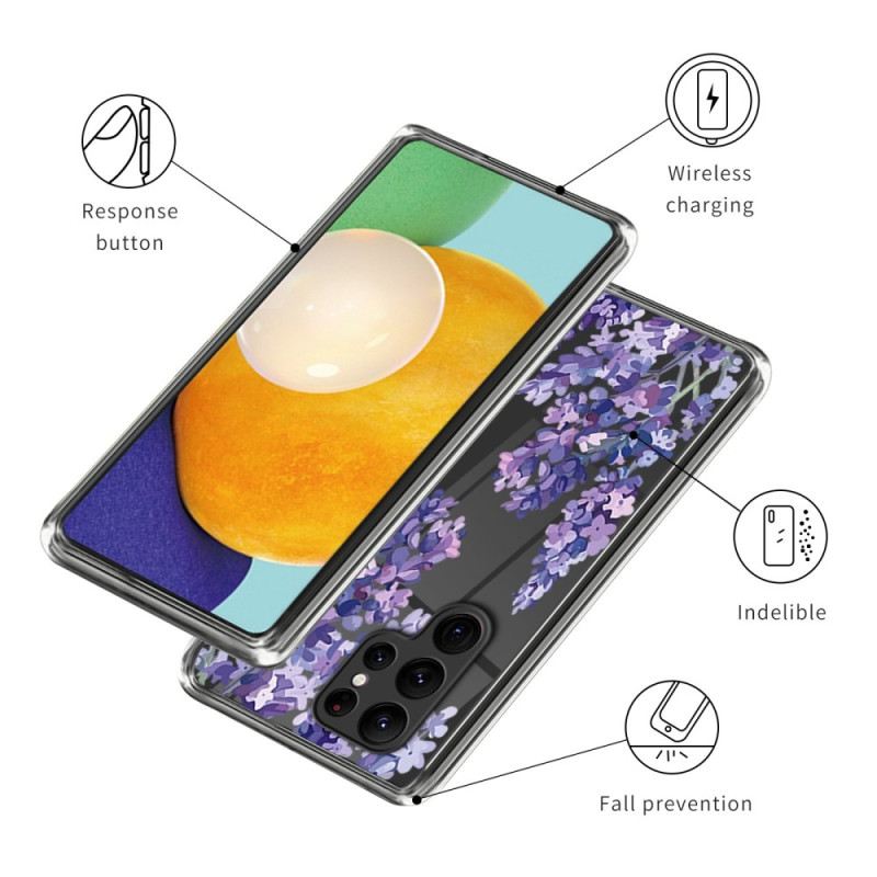 Maskica Samsung Galaxy S23 Ultra 5G Ljubičasto Cvijeće Bez Šavova