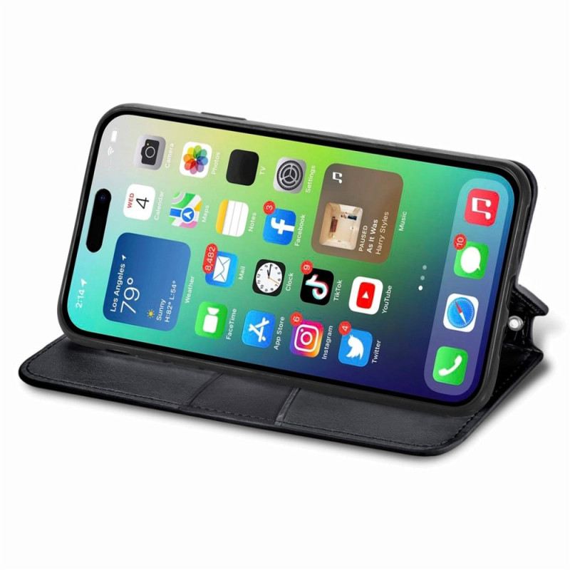 Flip Futrola iPhone 14 Pro Max Kožna Futrola Plemenski Listovi