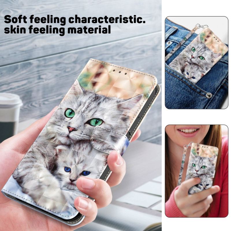 Kožna Futrola iPhone 15 Pro Mačke Nježne Tange