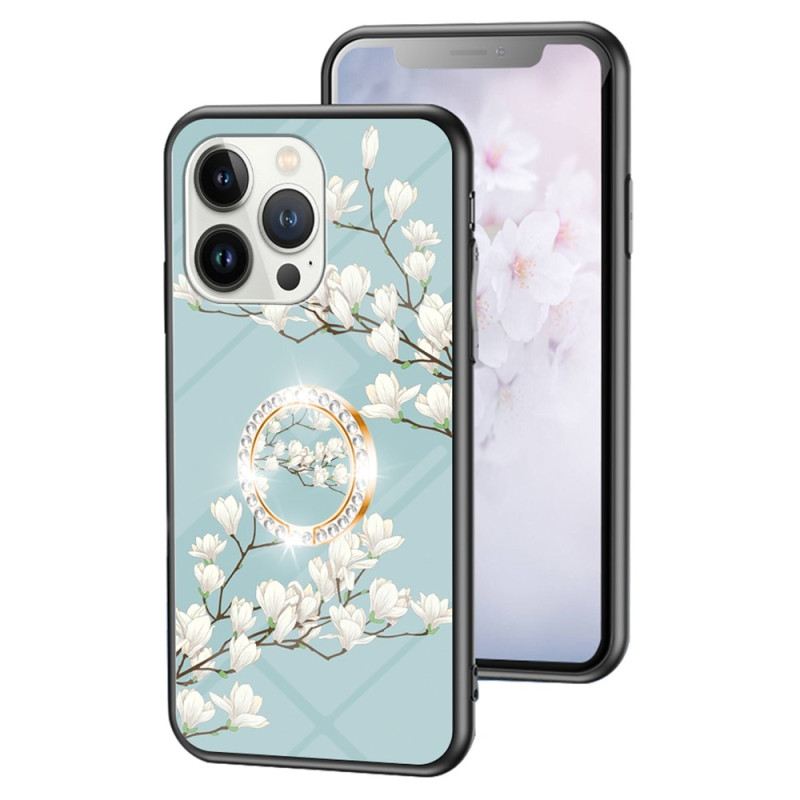 Maskica iPhone 15 Pro Cvjetno Kaljeno Staklo S Potpornim Prstenom