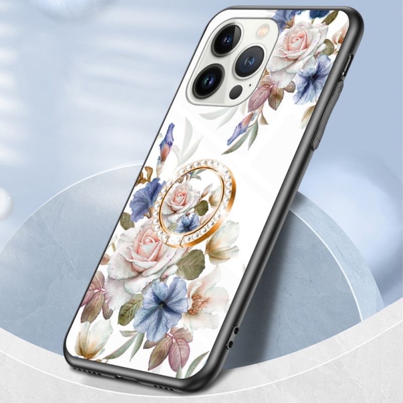 Maskica iPhone 15 Pro Cvjetno Kaljeno Staklo S Potpornim Prstenom