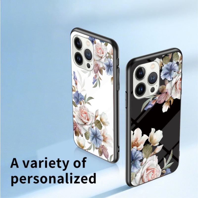 Maskica iPhone 15 Pro Cvjetno Kaljeno Staklo S Potpornim Prstenom