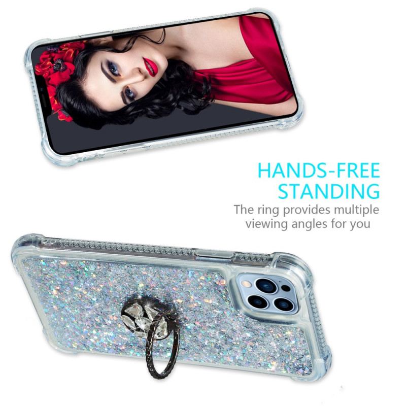 Maskica iPhone 15 Pro Šljokice S Potpornim Prstenom