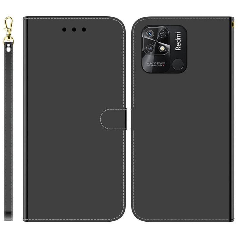 Futrola Xiaomi Redmi 10C Umjetna Zrcalna Koža S Remenom