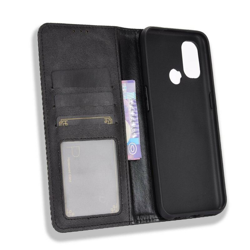 Flip Futrola OnePlus Nord N100 Kožna Futrola Efekt Stilizirane Vintage Kože