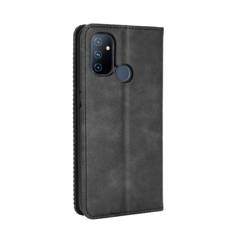 Flip Futrola OnePlus Nord N100 Kožna Futrola Efekt Stilizirane Vintage Kože