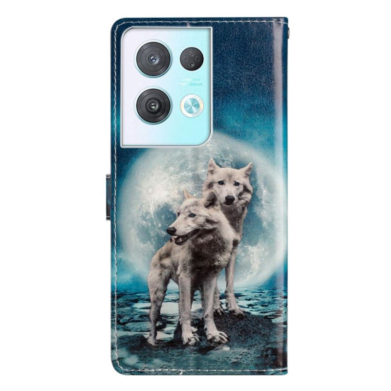 Kožna Futrola Oppo Reno 8 Pro Lanyard Wolf