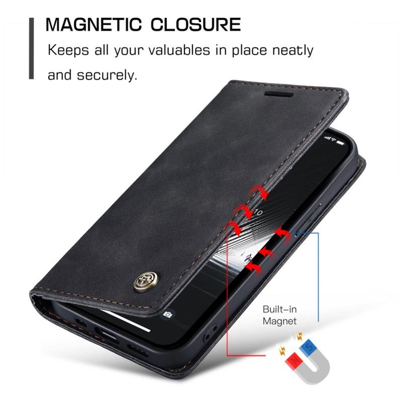 Flip Futrola iPhone 15 Kožna Futrola Vintage Caseme Od Umjetne Kože