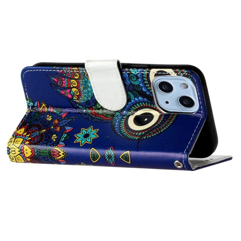 Flip Futrola iPhone 15 Plemenska Sova S Remenom