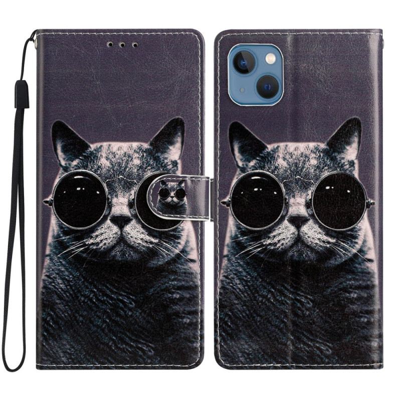 Kožna Futrola iPhone 15 Inkognito Mačka S Remenom