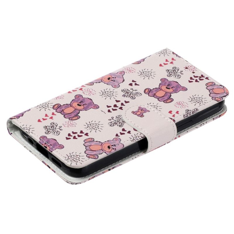 Kožna Futrola iPhone 15 Mali Medvjedići S Remenom