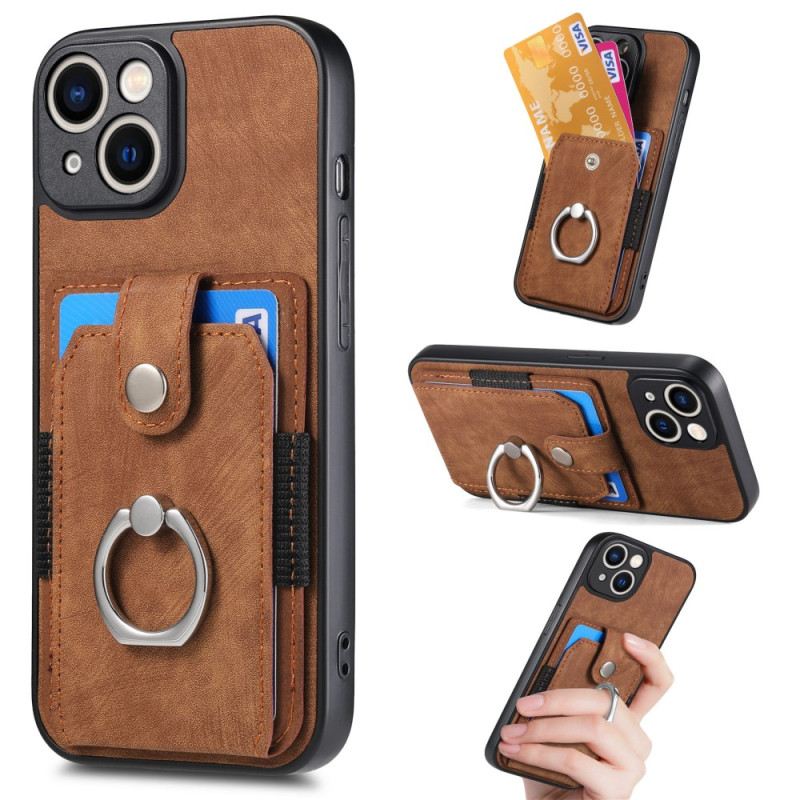 Maskica iPhone 15 Vintage S Držačem Za Prsten I Držačem Za Kartice