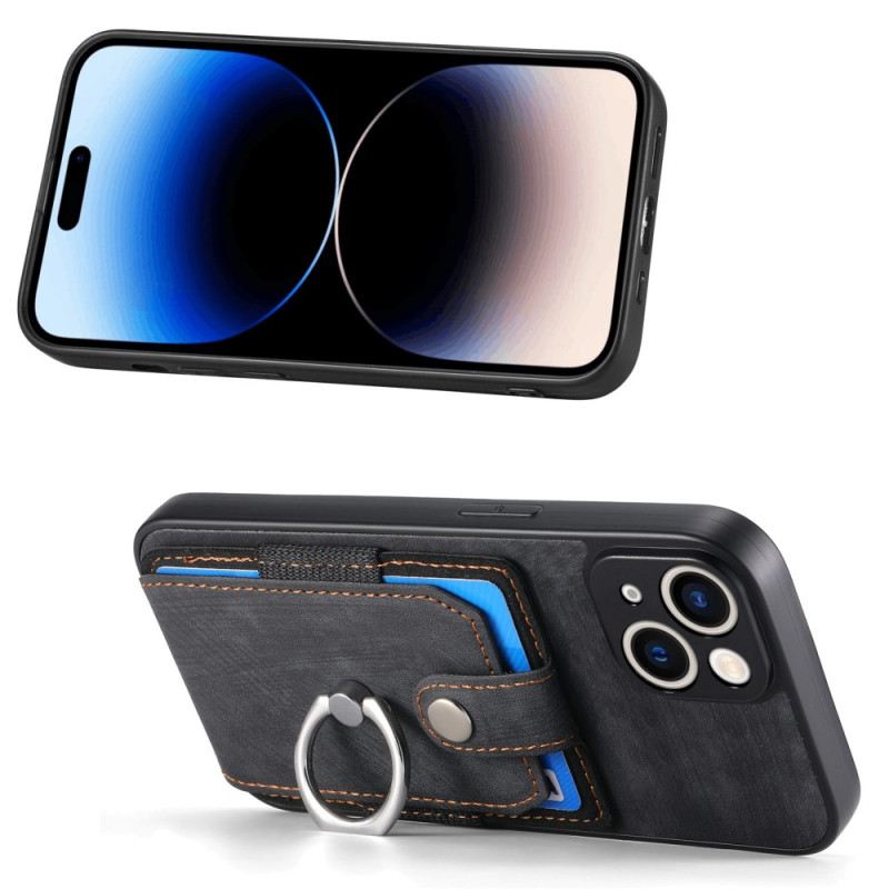 Maskica iPhone 15 Vintage S Držačem Za Prsten I Držačem Za Kartice