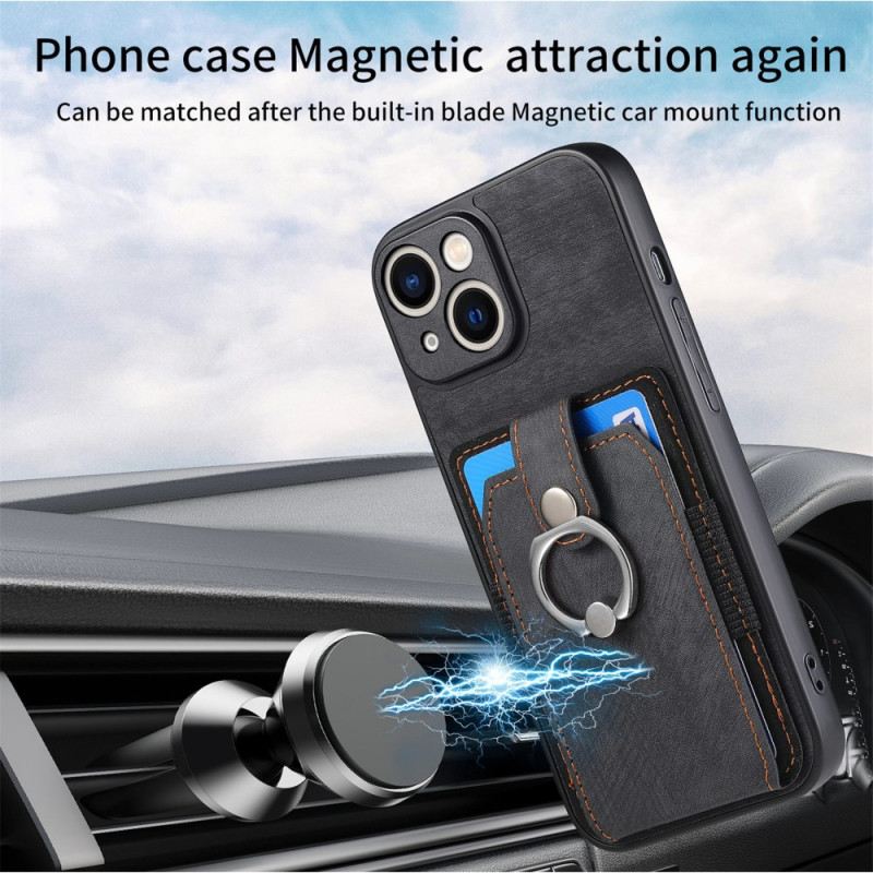 Maskica iPhone 15 Vintage S Držačem Za Prsten I Držačem Za Kartice