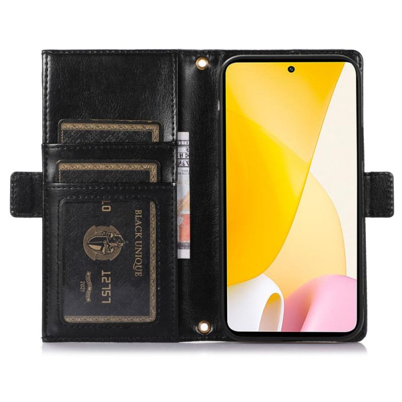 Flip Futrola Xiaomi 12 Lite Kožna Futrola Prednja Torbica I Uzica