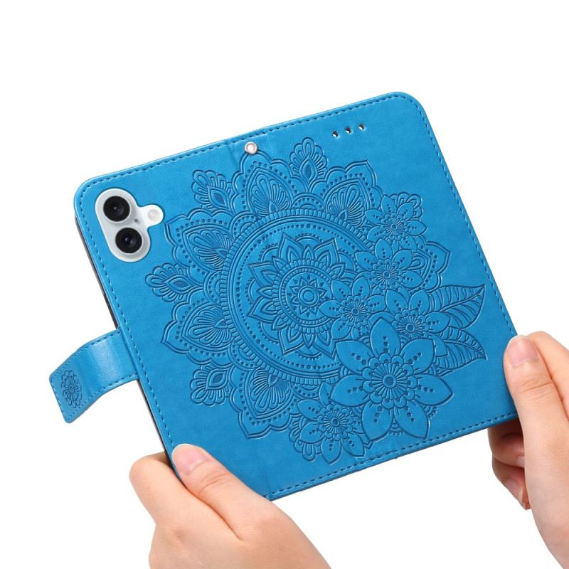 Kožna Futrola iPhone 16 Otisak Mandale S Remenom